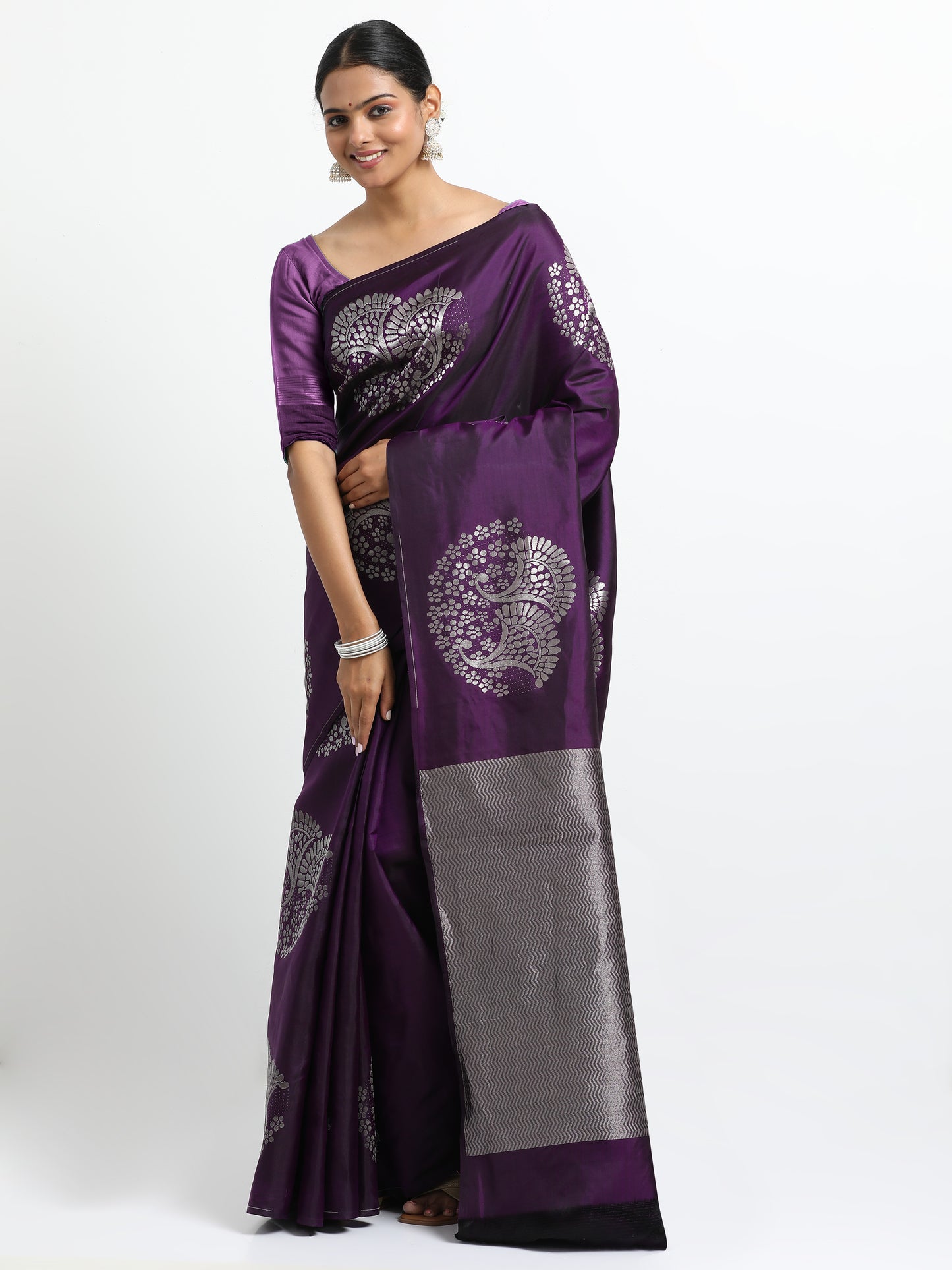 Vibrant Wine Body With Self Wine Pallu Kanchipuram Pure Soft Silk ( SMS-30 )