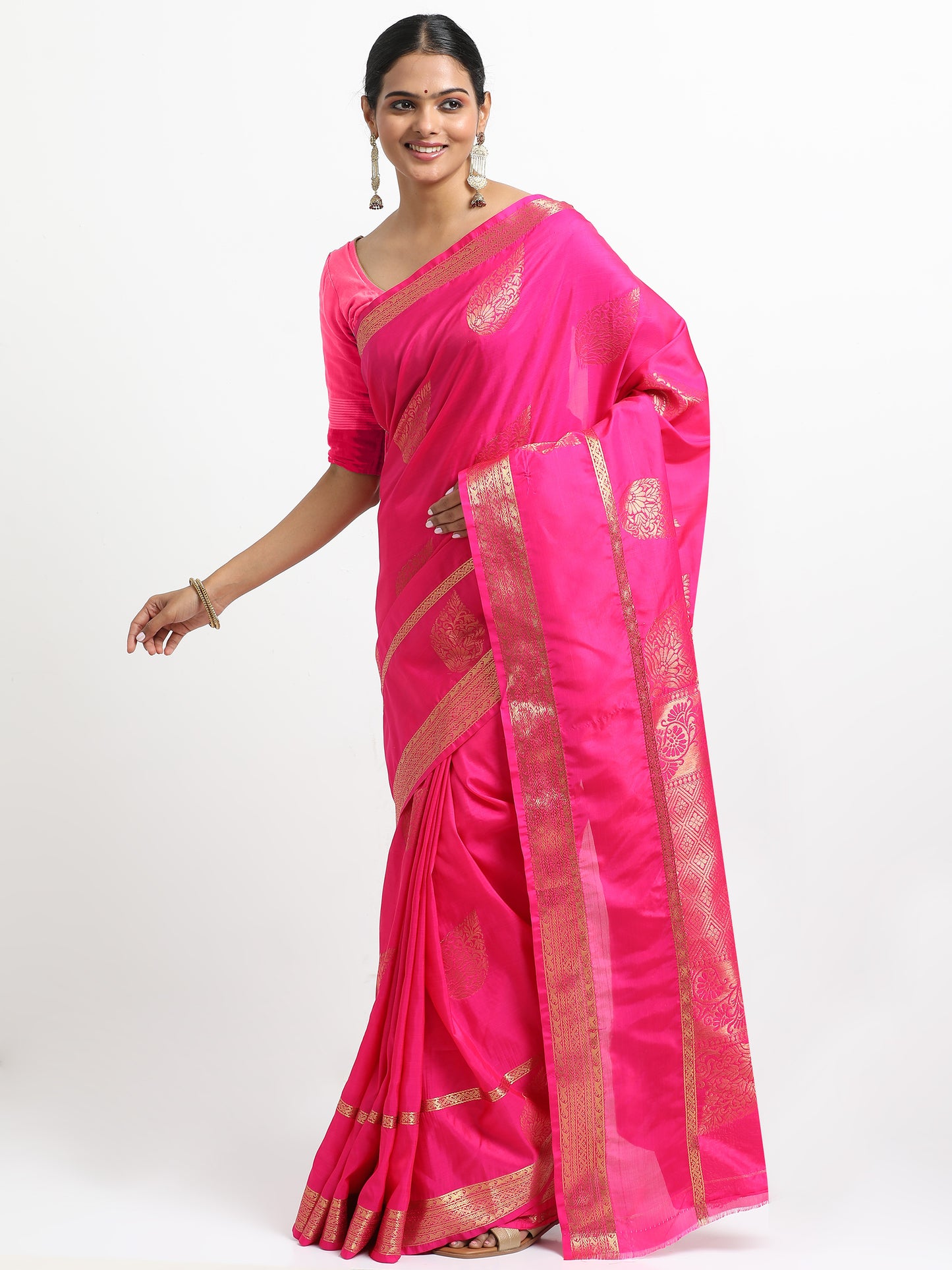 Dual Tone Orange & Purple Tone Body With Self Orange & Purple Tone Pallu Kanchipuram Pure Silk ( YNJ-2 )