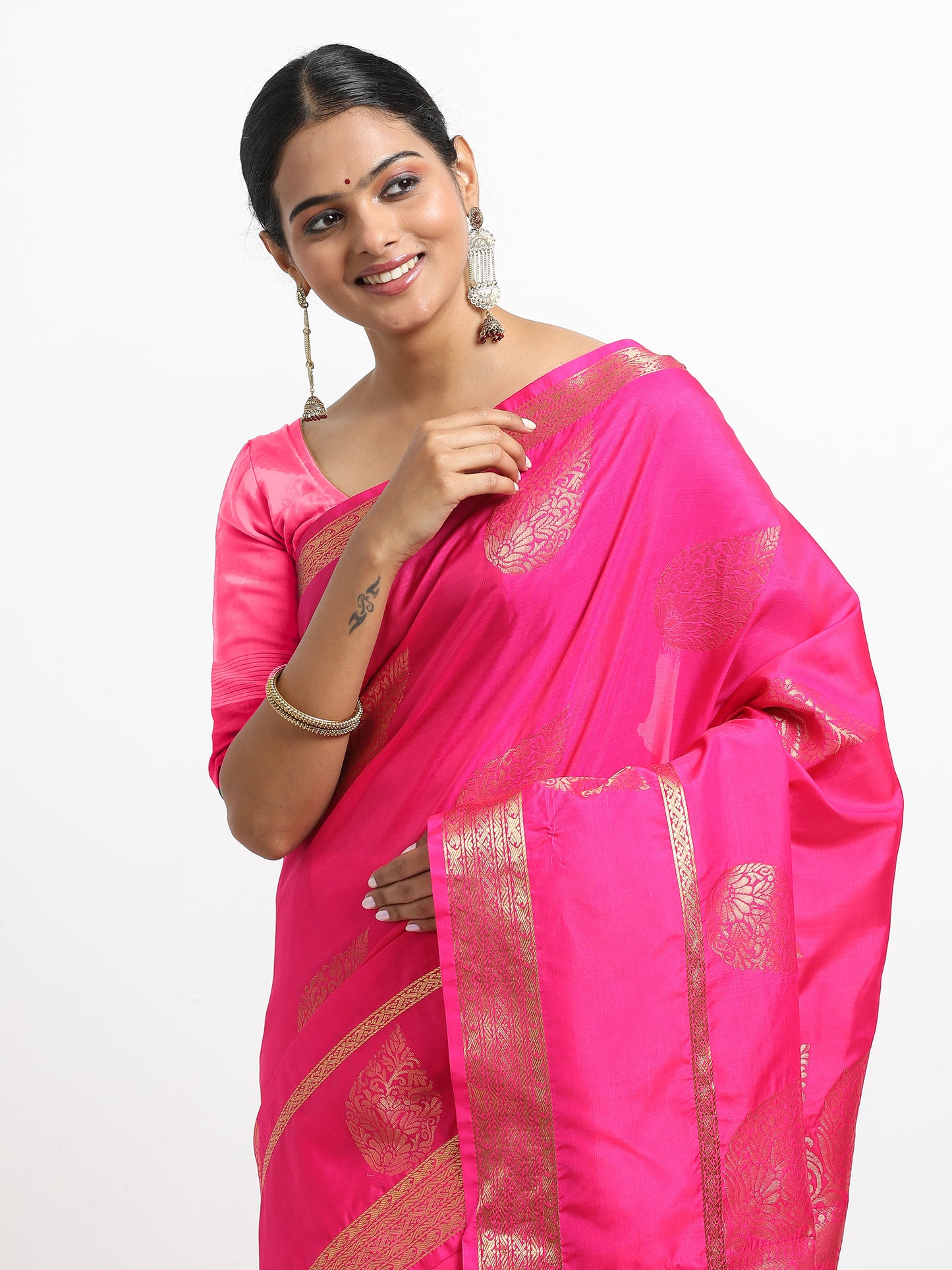 Dual Tone Orange & Purple Tone Body With Self Orange & Purple Tone Pallu Kanchipuram Pure Silk ( YNJ-2 )