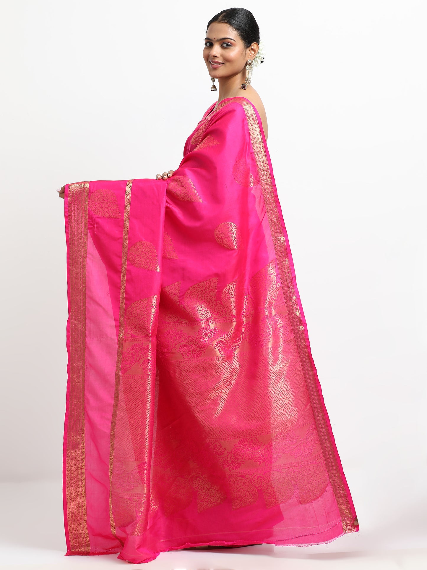 Dual Tone Orange & Purple Tone Body With Self Orange & Purple Tone Pallu Kanchipuram Pure Silk ( YNJ-2 )